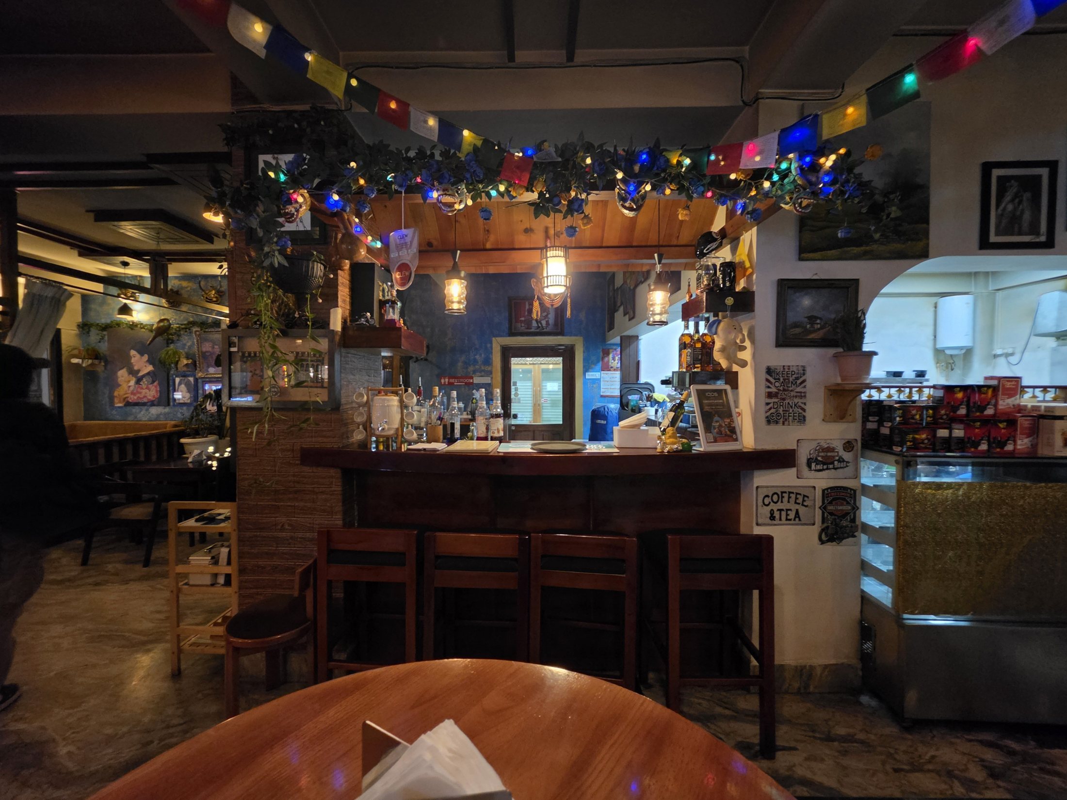 The wooden bar at Smilers in central Thimphu